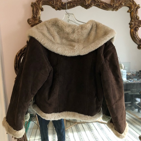 Vintage Express leather shearling jacket 70s boho - Picture 4 of 8